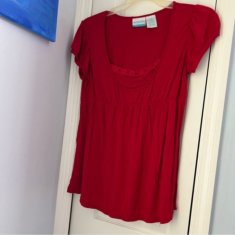 Red maternity blouse